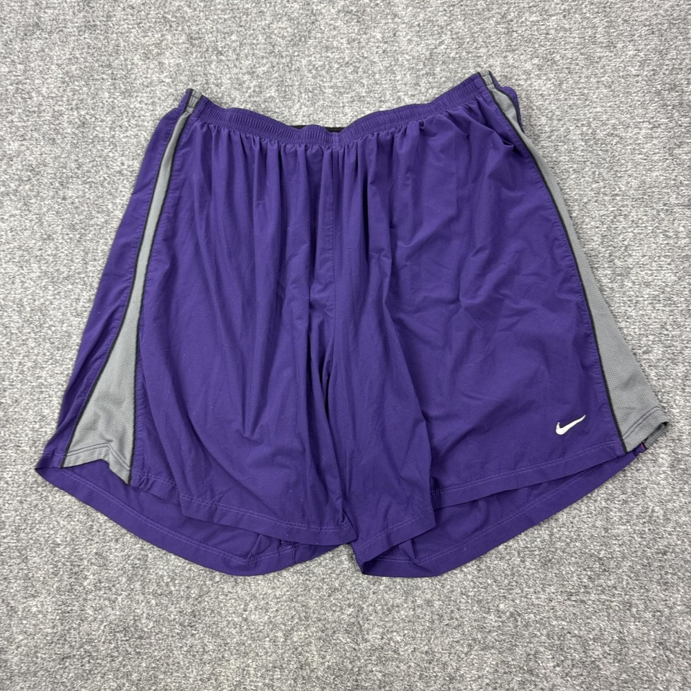 Nike Dri-FIT Running Shorts Mens 2XL Purple Gray 7 Inch Inseam Lined Athletic